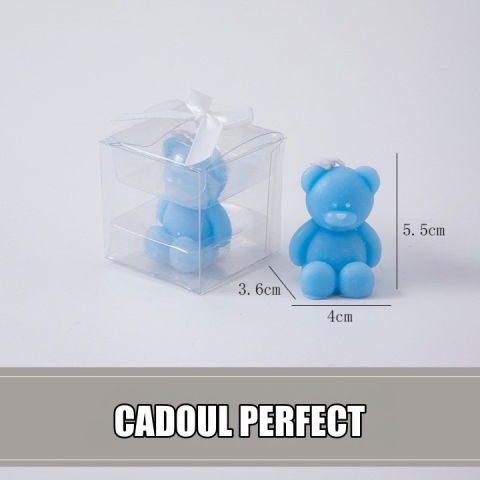 10 - 25 LEI - Lumanare Parfumata, Flippy, Model Ursulet, Albastra, 5.5x3.6x4 cm