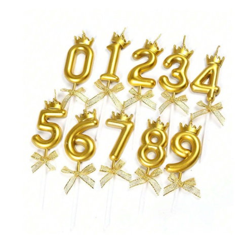 Import - Lumanare pentru Tort Cifra 9, Model Coroana, Gold, Flippy, Party