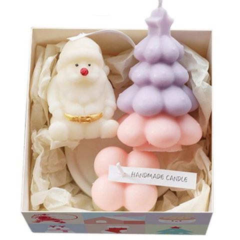 TeoMarket - Lumanari Parfumate de Craciun, Flippy, Gift Box Set cu 3 Lumanari Aromaterapie, 11 x 11 x 7.5 cm, Mov Roz