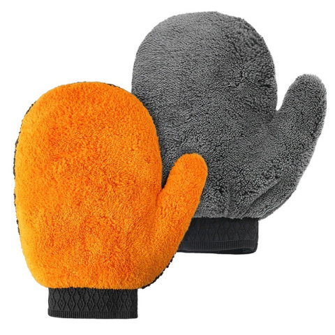 Import - Manusa pentru Spalarea Masinii, Flippy, Microfibra, Moale, Doua Fete, Umeda sau Uscata, Fara Zgariere, 25x20cm, Portocaliu-Gri