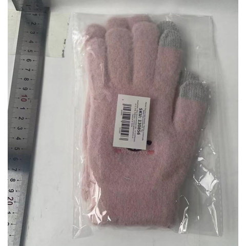 10 - 25 LEI - Manusi Dama, Flippy, Model Fata Zambitoare, Functie Touchscreen (ecran tactil), Material Lana Brodata, Manseta Elastica, Interior Pufos, Marime Universala, Roz