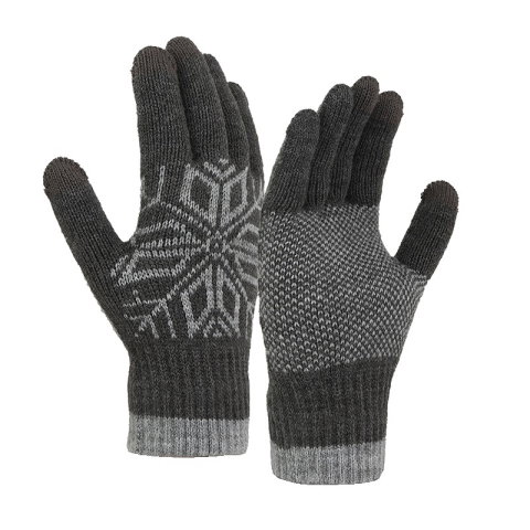 10 - 25 LEI - Manusi de Barbat, Flippy, Model Fulg, Functie Touchscreen (ecran tactil), Material Acril Tricotat, Manseta Elastica, Interior Catifelat, Marime Universala, Gri