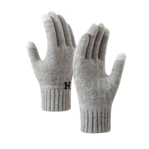 10 - 25 LEI - Manusi de Barbat, Flippy, Model H, Functie Touchscreen (ecran tactil), Material Acril Tricotat, Manseta Elastica, Interior Catifelat, Marime Universala, Gri Deschis