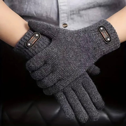 10 - 25 LEI - Manusi de Barbat, Flippy, Model Tricotat, Functie Touchscreen (ecran tactil), Material Acril, Manseta Elastica, Interior Catifelat, Marime Universala, Gri