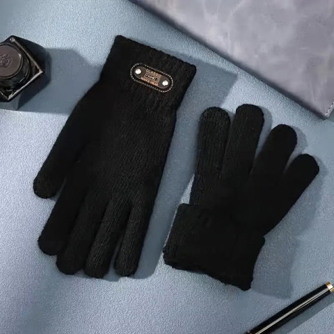 10 - 25 LEI - Manusi de Barbat, Flippy, Model Tricotat, Functie Touchscreen (ecran tactil), Material Acril, Manseta Elastica, Interior Catifelat, Marime Universala, Negru