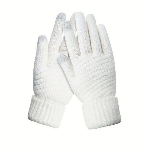 10 - 25 LEI - Manusi de Dama, Flippy, Functie Touchscreen (ecran tactil), Material Acril Tricotat, Manseta Elastica, Interior Catifelat, Marime Universala, Alb
