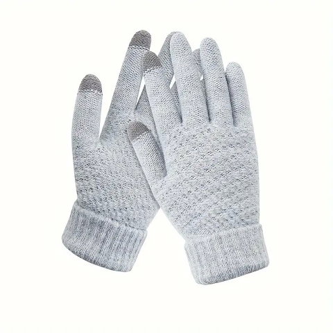 10 - 25 LEI - Manusi de Dama, Flippy, Functie Touchscreen (ecran tactil), Material Acril Tricotat, Manseta Elastica, Interior Catifelat, Marime Universala, Gri