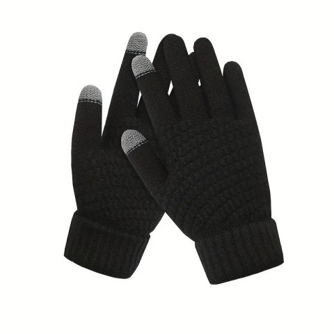 10 - 25 LEI - Manusi de Dama, Flippy, Functie Touchscreen (ecran tactil), Material Acril Tricotat, Manseta Elastica, Interior Catifelat, Marime Universala, Negru