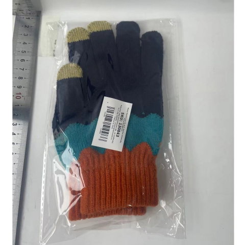 10 - 25 LEI - Manusi de Dama, Flippy, Model Ondulat, Functie Touchscreen (ecran tactil), Material Acril Tricotat, Manseta Elastica, Interior Catifelat, Marime Universala, Portocaliu/Albastru