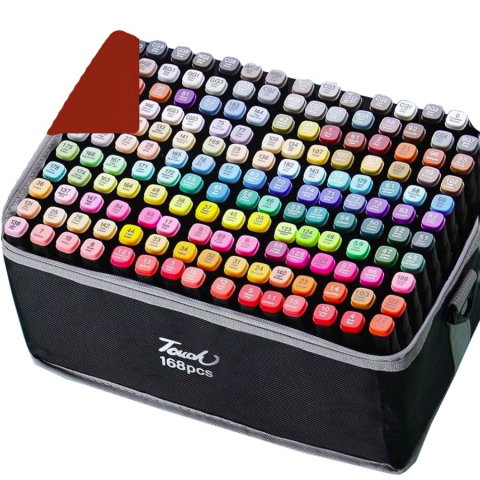 Import - Markere cu Alcool Touch Room, Flippy, Paleta mare Set de 168+ de Culori, Capat Lat si Capat Precis, Geanta Inclusa, Multicolor