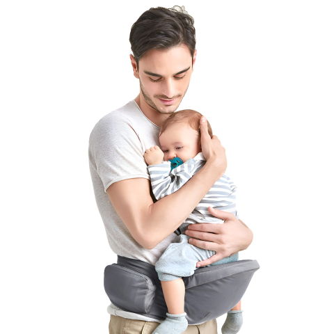 Import - Marsupiu Ergonomic 3in1, Flippy, pentru Bebelusi si Copii, 0-36 Luni, Bretele Reglabile pentru Umar si Sold, Inchidere Catarama, 125x25x14 cm, Gri