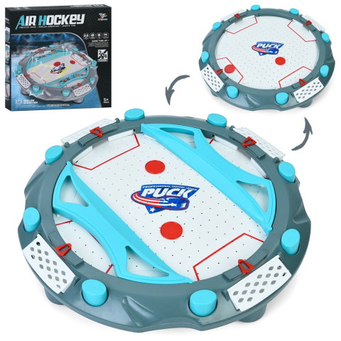 TeoMarket - Masa Air Hockey, Flippy, cu Tabela de Scor, 2 Pucuri, Fara Picioare, din ABS, pentru Adulti/Copii +5 Ani, 35.5 x 7.8 x 35.5 cm, Gri
