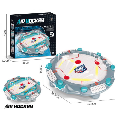 TeoMarket - Masa Air Hockey, Flippy, cu Tabela de Scor, 2 Pucuri, Fara Picioare, din ABS, pentru Adulti/Copii +5 Ani, 35.5 x 7.8 x 35.5 cm, Gri