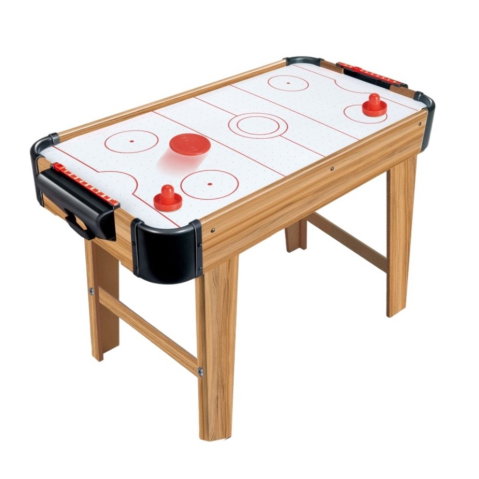 TeoMarket - Masa Air Hockey Graffiti cu Picioare Lungi, Flippy, Lemn, 2 Pucuri, Tabela Scor, 2 Impingatoare, 76x38x61 cm, Maro