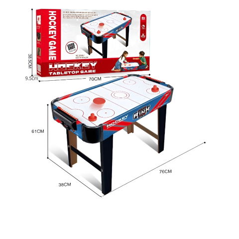 Jocuri de societate - Masa Air Hockey Graffiti cu Picioare Lungi, Flippy, PVC, 2 Pucuri, Tabela Scor, 2 Impingatoare, 76x38x61 cm, Albastru
