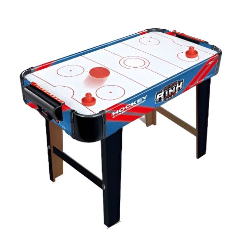 Jocuri de societate - Masa Air Hockey Graffiti cu Picioare Lungi, Flippy, PVC, 2 Pucuri, Tabela Scor, 2 Impingatoare, 76x38x61 cm, Albastru
