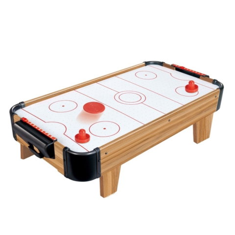 TeoMarket - Masa Air Hockey Graffiti cu Picioare Scurte, Flippy, Lemn, 2 Pucuri, Tabela Scor, 2 Impingatoare, 76x38x21.5 cm, Maro