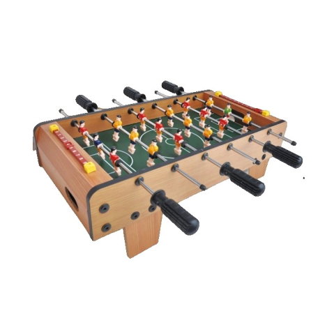 TeoMarket - Masa de Fotbal cu Teren, Flippy, cu Picioare Scurte, 6 Manere, Tablou de Scor, 50 x 25 x 18 cm, din Lemn/Otel/ABS, Maro