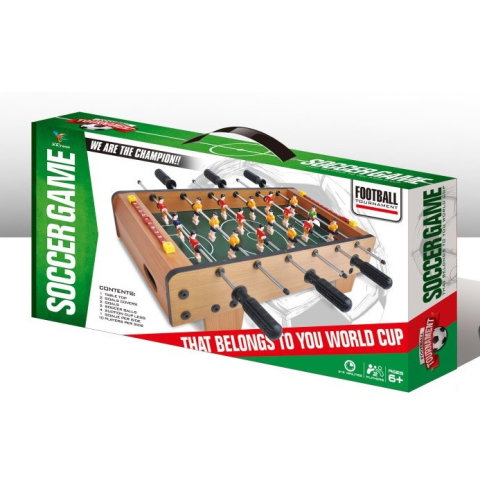 TeoMarket - Masa de Fotbal cu Teren, Flippy, cu Picioare Scurte, 6 Manere, Tablou de Scor, 50 x 25 x 18 cm, din Lemn/Otel/ABS, Maro