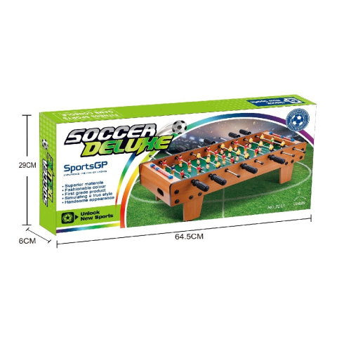 TeoMarket - Masa de Fotbal cu Teren, Flippy, cu Picioare Scurte, 8 Manere, Tablou de Scor, 64 x 20 x 47 cm, din Lemn/Otel/ABS, Maro