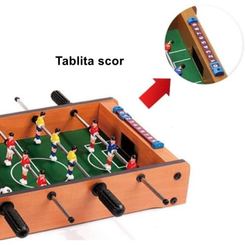 TeoMarket - Masa de fotbal cu teren si 12 jucatori Flippy, cu tablou pentru scor, din metal, lemn si ABS, 34.5 x 23 x 7 cm, pentru copii