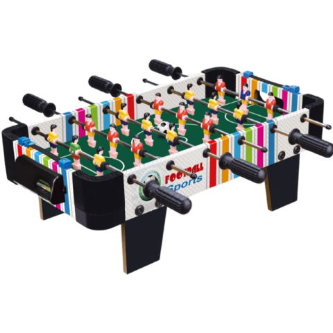 TeoMarket - Masa de fotbal cu teren si 18 jucatori Flippy, 6 manere, cu Tablou Scor, din Metal, Lemn si ABS, 51 x 44 x 17.5 cm, cu Picioare, Design Multicolor, pentru copii/adulti