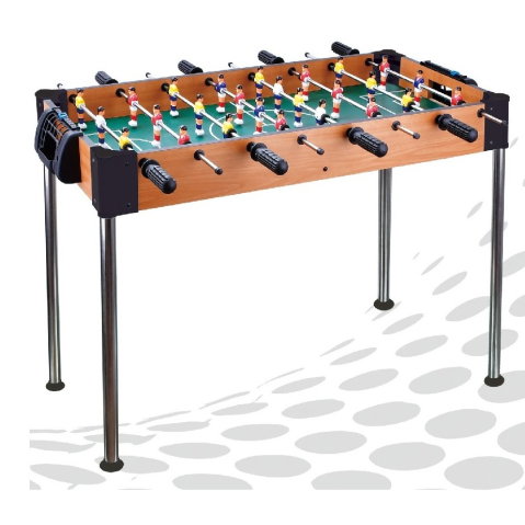 TeoMarket - Masa de Fotbal, Flippy, cu Picioare Inalte, 8 Manere, Tablou de Scor, 86 x 62 x 65 cm, din Lemn/Otel si ABS, Maro