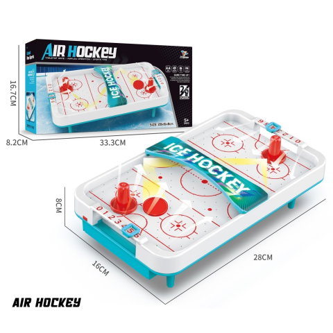 TeoMarket - Masa Ice Hockey, Flippy, cu Tabela de Scor, 2 Pucuri, din ABS, pentru Adulti/Copii +5 Ani, 28 x 8 x 16 cm, Alb/Albastru