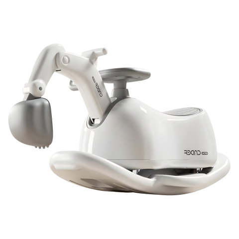 Import - Masina 3 in 1, Flippy, 1-3 Ani, Tip Excavator/Balansoar/Masina Yo Yo, din Plastic, 4 Roti Silentioase, 71.5 x 34 x 39 cm, Alb