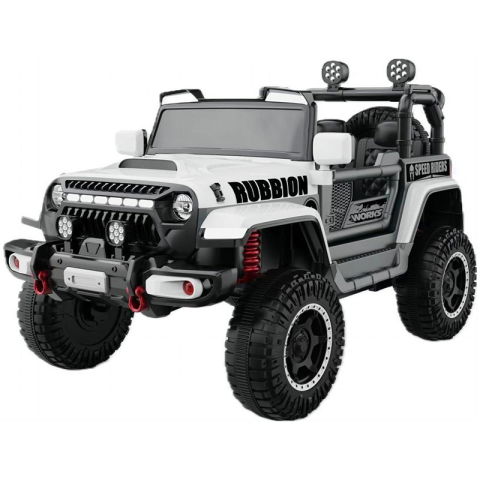 Import - Masina Electrica pentru Copii, Flippy, Off-Road, Conectare Bluetooth, telecomanda, Tractiune Spate, Lumina Intermitenta, Baterie 12V 7Ah, 120 x 63 x 68cm, Alb