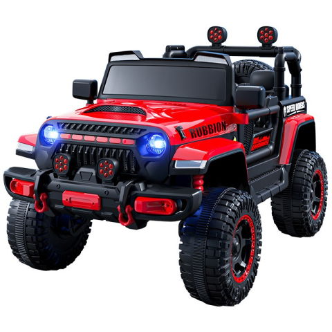 Import - Masina Electrica pentru Copii, Flippy, Off-Road, Conectare Bluetooth, telecomanda, Tractiune Spate, Lumina Intermitenta, Baterie 12V 7Ah, 120 x 63 x 68cm, Rosu