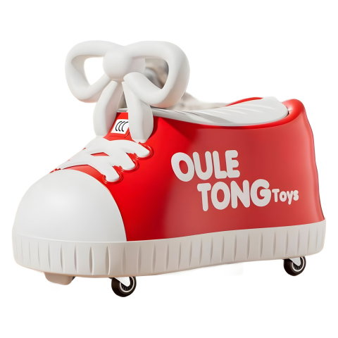 TeoMarket - Masina pentru Copii, Flippy, Model Pantof, 4 Roti, 1-6 ani, Cutie de Depozitare, din ABS, 48 x 27 x 34 cm, Rosu