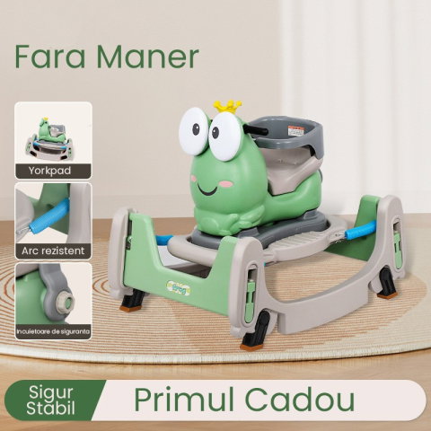 Import - Masinuta Balansor Multifunctionala pentru Copii, Flippy, Model Cal Scooter de tip Masinuta Balansor, Varsta 1-3 ani, 84 x 80 x 58 cm, fara Maner, Verde