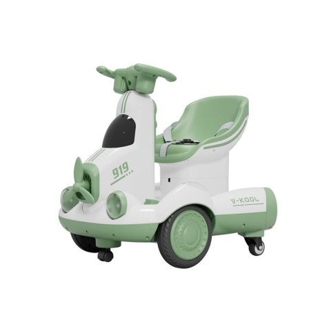 Import - Masinuta Electrica, Flippy, pe 4 Roti, cu Telecomanda, Lumini Led si Muzica, +2 ani, Inaltime Reglabila, Verde