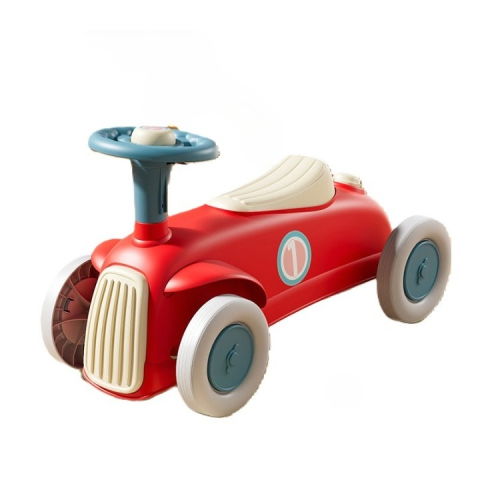 Import - Masinuta Ride-On Flippy, cu Sistem Anti-Rasturnare, Claxon pe Volan, 1-6 Ani, 60 x 28 x 34 cm, Rosu-Crem