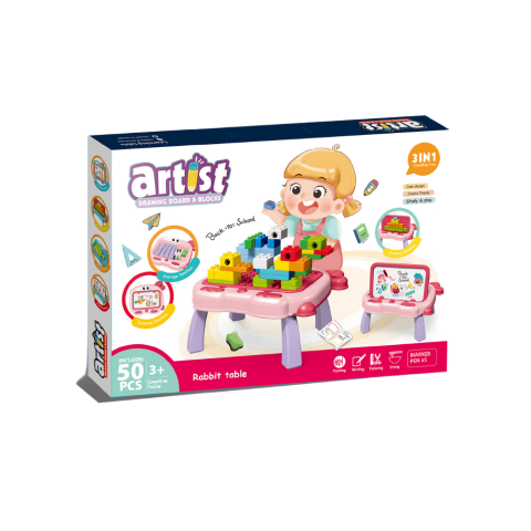 Seturi de construit - Masuta multifunctionala 3 in 1 pentru constructie - Iepuras