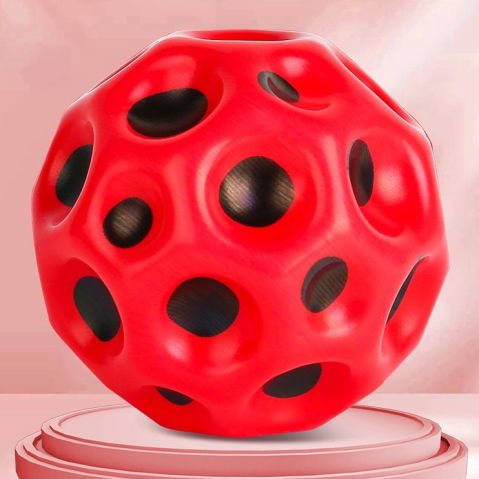 TeoMarket - Minge Saltareata Hiperelastica, Flippy, Space Moon Ball foarte Elastica, Antistress pentru Copii, Diametru 66 mm, Rosu