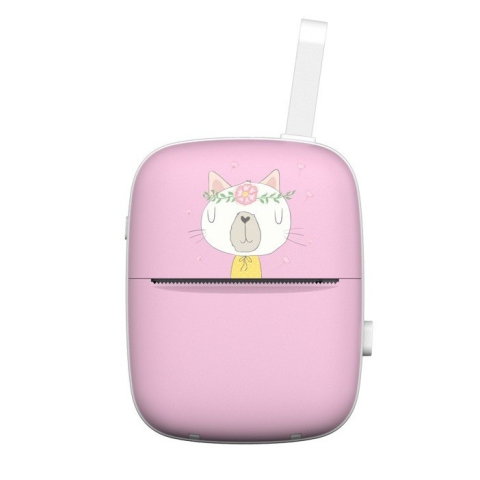 Best deals - Mini Imprimanta Foto Portabila, Flippy, Incarcare USB, Bluetooth, Model Pisica, Print Alb-Negru, Roz