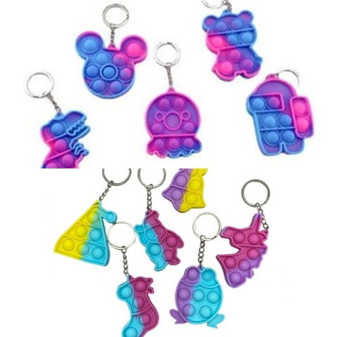 10 - 25 LEI - Mini POP IT Jucarie Push Pop Bubble Fidget Breloc, Modele diverse, Multicolor,Model random