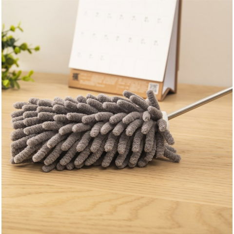 Maturi, Perii, Mopuri si Galeti - Mop din Microfibra pentru Curatenie, Flippy, Set 2 Capete Detasabil, Mop din Microfibra, Pamatuf pentru Praf, Maner Extensibil, EVA, Impachetate in Sac cu Fermoar, Gri