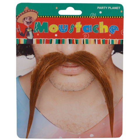 Costume si Deghizare - Mustata Falsa pentru Deghizari, Flippy, Petreceri Tematice, din Panza, Autoadeziv, 10 x 15 cm, Model Roscat, Maro