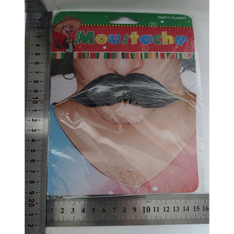 10 - 25 LEI - Mustata Falsa pentru Deghizari, Flippy, Petreceri Tematice, din Panza, Autoadeziv, 13 x 3 cm, Model Grizonat 2, Negru/Alb