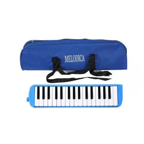 Jucarii Creative - Muzicuta Melodica 32 Clape, Flippy, din ABS, pentru Incepatori, 45 x 13 x 7 cm, Include Husa si Suflator, Albastru