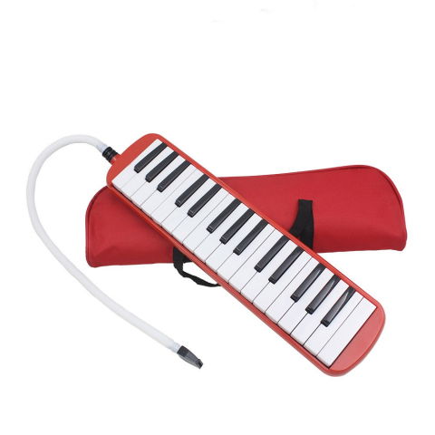 Jucarii Creative - Muzicuta Melodica 32 Clape, Flippy, din ABS, pentru Incepatori, 45 x 13 x 7 cm, Include Husa si Suflator, Rosu