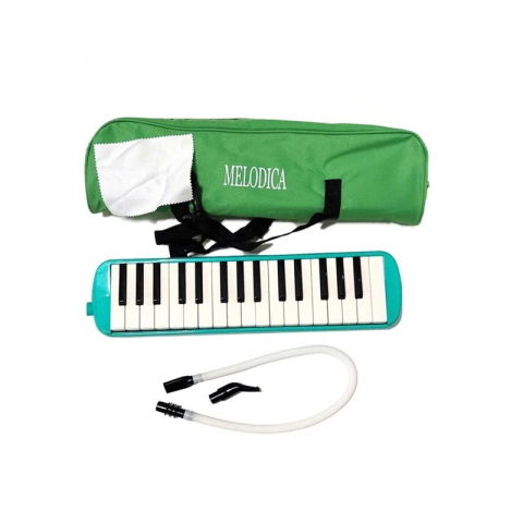 Jucarii Creative - Muzicuta Melodica 32 Clape, Flippy, din ABS, pentru Incepatori, 45 x 13 x 7 cm, Include Husa si Suflator, Verde