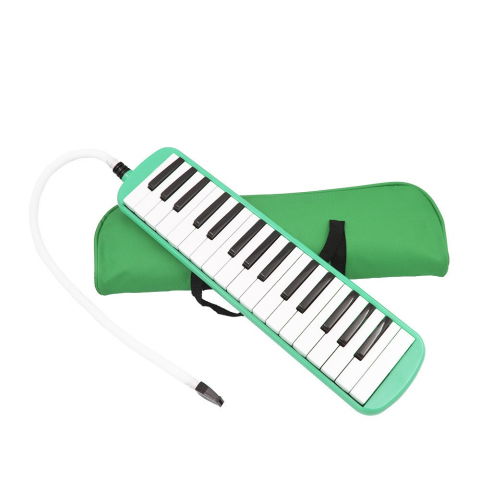Jucarii Creative - Muzicuta Melodica 32 Clape, Flippy, din ABS, pentru Incepatori, 45 x 13 x 7 cm, Include Husa si Suflator, Verde