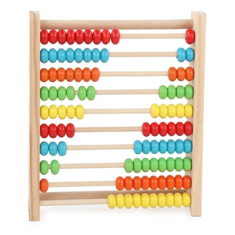 TeoMarket - Numaratoare Flippy, din Lemn, Vopsea Ecologica, 10 Siruri x 10 Margele, 4-6 Ani, 24.5 x 20.5 cm, Multicolor