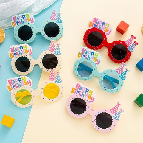 Accesorii Petrecere - Ochelari Decorativi, Flippy, pentru Petrecere, din ABS, Unisex, Model Happy Birthday, 13.5 x 8.5 cm, Rosu