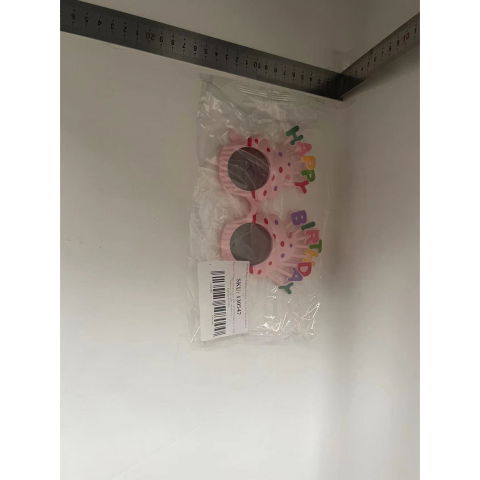 Accesorii Petrecere - Ochelari Happy Birthday, Flippy, Tematica Aniversare, Protectie Soare, din Plastic, Model Prajiturele, 18.5x11.5 cm, Roz