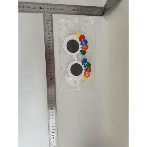 Accesorii Petrecere - Ochelari Rotunzi Happy Birthday, Flippy, Tematica Aniversare, Protectie Soare, din Plastic, 18.5x11.5 cm, Alb